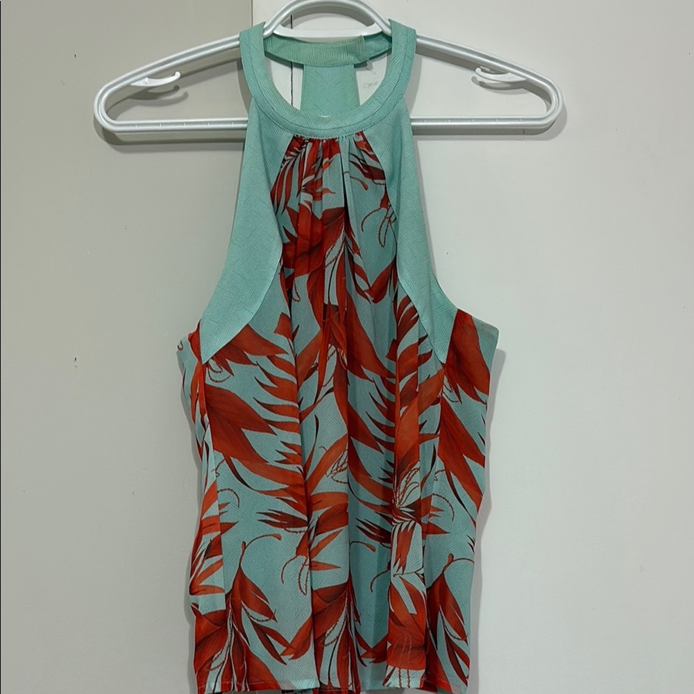 Floral Halter Neck Top - Green and Red